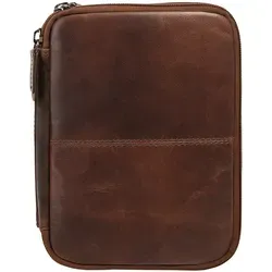 Kulturbeutel X-ZONE aus echtem Leder, Vintage Look - Stylische Reisetasche aus 100% echtem Leder im rustikalen Vintage Look. Mit praktischem Henkel zum Aufhängen und zwei Netzfächern für optimale Organisation.