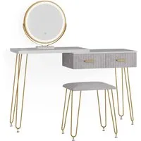 Vicco Schminktisch Zoey mit LED-Spiegel - Moderne Schminkkommode mit Touch-Switch-LED-Spiegel, langlebig und pflegeleicht. Ideal für stilvolles Make-Up im Schlafzimmer mit praktischen Schubladen zur Aufbewahrung.
