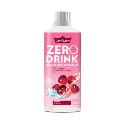 GymQueen Zero Drink Kirsche 1000ml, kalorien- und zuckerarmes Getränkekonzentrat 1:80, angereichert mit B-Vitaminen für deinen Stoffwechsel und L-Carnitin, Getränke-Sirup mit wenig Kalorien