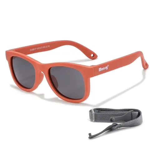 Maesy Baby Sonnenbrille für 0-2 Jahre - UV400 Polarisierter Schutz - Flexibler und Biegsamer Rahmen - Verstellbares Gummiband - Sichere und Bequeme Babysonnenbrillen - Quadratisch - Indi