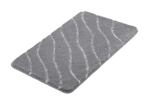 Kleine Wolke Badteppich Tram, 70x120 cm, Anthrazit - Badematten & Badteppiche, moderner Badteppich mit attraktiver Hoch-Tief-Optik und rutschhemmender TPE Beschichtung für mehr Sicherheit im Bad.