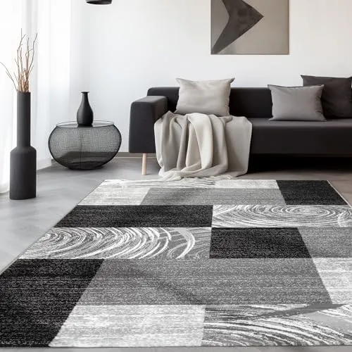 SIMPEX Teppich Wohnzimmer Schlafzimmer Esszimmer Teppich Läufer Flur Küchenteppich Modernes Karo Muster Soft & Weich Kurzflor Pflegeleicht Home Farbe:, 120 x 170 cm