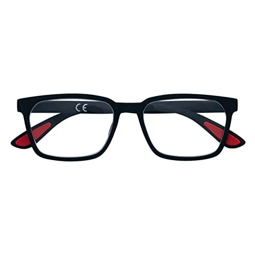 Zippo® Soft Touch -Lesebrille, hergestellt aus einem Weichlinienrahmen, ideal für Männer und Frauen, Diopter +1,50, schwarze Farbe, interne rote Auktion
