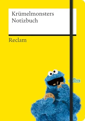 Krümelmonsters Notizbuch: Hochwertiges Notizbuch, A5, liniert, mit Fadenheftung, Lesebändchen, Verschlussgummi und Falttasche im Einband