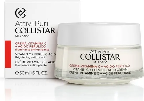 Collistar Pure Actives Vitamin C + Ferulic Acid Cream 50 ml - Tagescreme mit hochwirksamem Vitamin C und Ferulasäure, ideal zur Aufhellung der Haut und für einen strahlenden Teint.