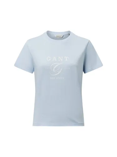 Gant Damen T-Shirt aus Baumwolle in Blau - Klassisches Shirt aus leichtem Baumwoll-Jersey mit Logo-Schriftzug, bietet sportiven Stil und hohen Tragekomfort – das perfekte Basic für jeden Tag.