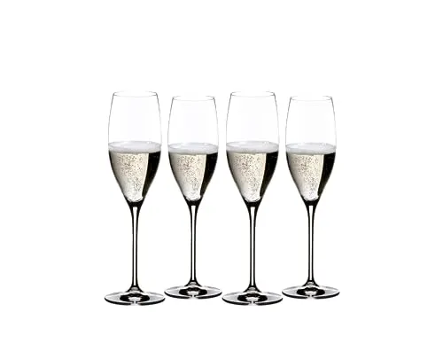 RIEDEL Vinum Champagne Glas - 4er Set - Sektkelche aus Kristallglas, maschinell hergestellt, ideal für besondere Anlässe mit einem eleganten Design und einem Volumen von 230 ml.