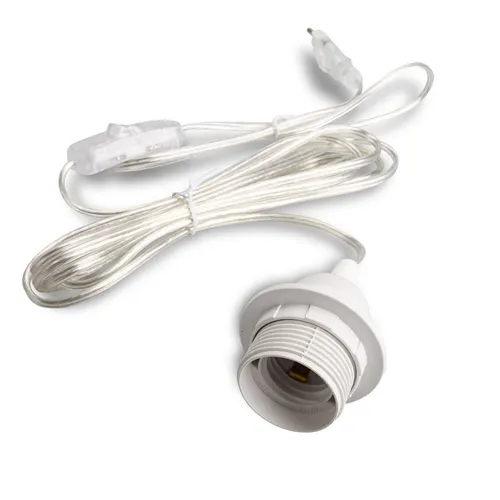 E27 Lampenfassung mit Schalter Netzkabel 3,5m Lampenaufhängung Sokel 350 transpa