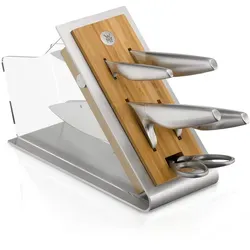 WMF Chef's Edition Messerblockset 6-teilig - Made in Germany - Messerblockset aus Bambus mit 4 geschmiedeten Messern und Schere. Leistungsschnitt-Technologie sorgt für langanhaltende Schärfe und sicheren Griff. Ideal für professionelle Ansprüche in der Küche.