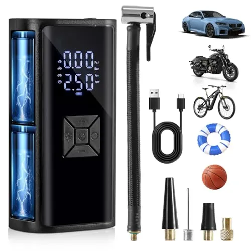 Hofeny Tragbare Akku Elektrische Luftpumpe für Fahrrad, Auto & Motorrad
