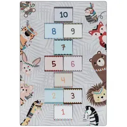 Teppich PLAY 2903 GREY, 160 x 230 cm - Kurzflor Teppich mit Hüpfspiel für kreative Spielstunden im Kinderzimmer