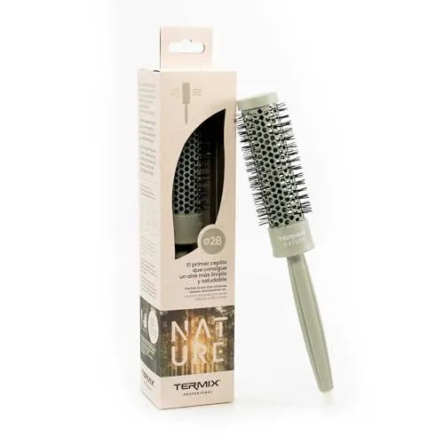 TERMIX Nature Ø28 | Professionelle Luftreinigungsbürste für mittelgroßes Haar | PURE.TECH-Technologie | Thermobürste aus Keramik mit ionisierten Fasern | ergonomischer und leichter Griff