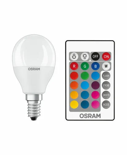 OSRAM E14 LED Leuchtmittel mit Fernbedienung RGBW dimmbar 4,9W - Leuchtmittel, dimmbar und mit Farbwechsel-Funktion für individuelle Lichtgestaltung, ideal für stimmungsvolle Beleuchtung zu Hause.
