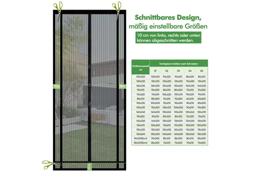 Sekey Insektenschutz-Tür Magnetisches Insektenschutznetz für Türen, zuschneidbar, einfache Montage ohne Bohren, für Balkon & Terrasse