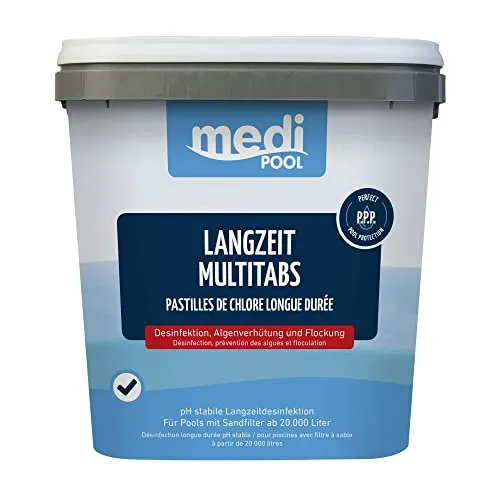 mediPool Langzeit Multi Tabs 200 g - 5,0 kg - Chlor für kristallklares Wasser, sorgt für langanhaltende Desinfektion und einfache Handhabung im Pool.