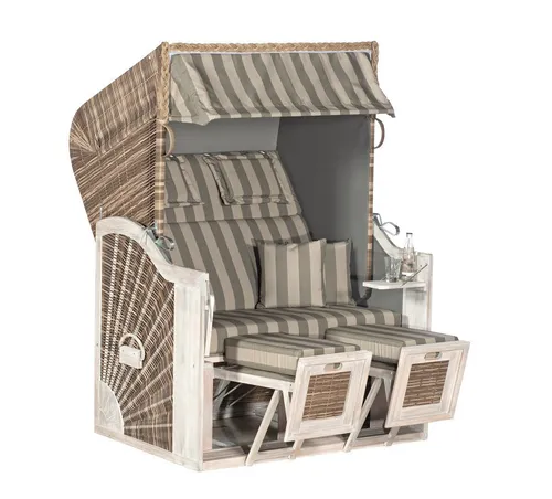 Natur24 Strandkorb Rustikal 285Z Sun Edition – Gartenstrandkorb 2-Sitzer in Mix-Brown