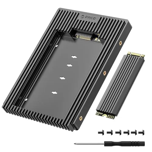 ORICO M.2 NGFF auf 3,5-Zoll SATA Adapter - Halterungen für M.2 SATA SSDs, bietet eine maximale Übertragungsrate von 6 Gbit/s und effiziente Wärmeableitung für stabilen Betrieb und längere Lebensdauer.
