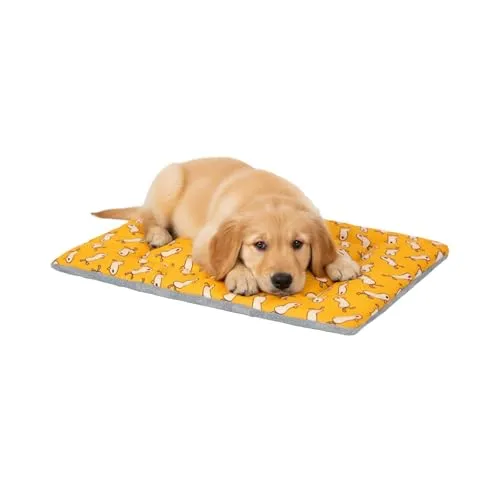 Dogat Hundematte Für Mittelgroße Hunde Wendbar Waschbar 70 × 50 cm | Weiche Liegefläche Mit Plüsch Und Baumwoll-Leinen, Für Hundebox, Auto Und Zuhause, Komfort Für Jede Jahreszeit