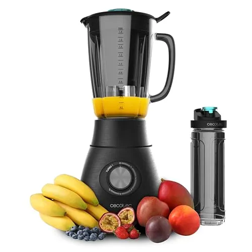 Cecotec Standmixer Power Black Titanium 2500MAX - 2500 W Leistung, 1,8L hitzebeständiger Krug, 6 Titan-beschichtete Klingen für optimale Zerkleinerung und perfekte Smoothies ohne Fruchtfleisch