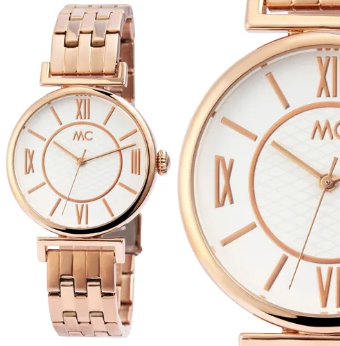 Elegante Damenuhr Quarz Armbanduhr in Weiß und Rotgold