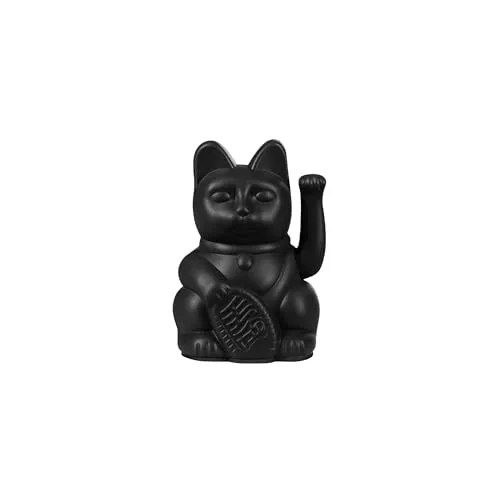 DONKEY Lucky Cat Mini Black - Schwarze Winkekatze, Maneki Neko, 9,8 cm groß
