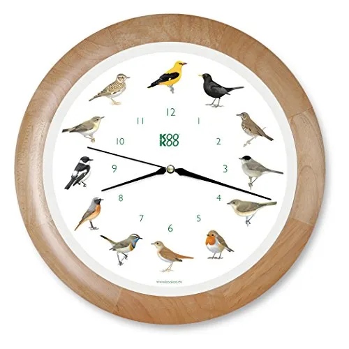 KOOKOO Wanduhr Singvögel in braun von KOOKOO
