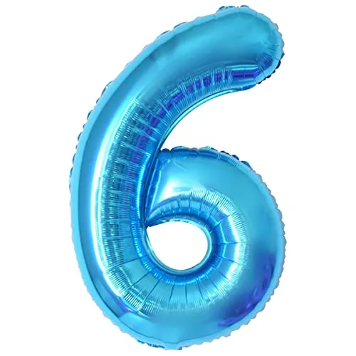 Geburtstag zahlen luftballon 6 jahre | Folienballon Kindergeburtstag Deko 6 XXL Blau-Riesen Folienballon in 40