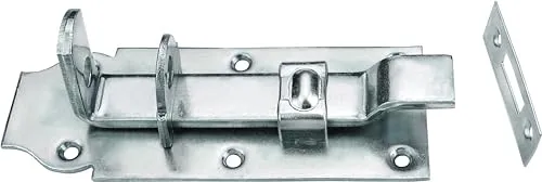 Connex Schlossriegel - 75 x 200 mm - gekröpft - Mit Schließblech - verzinkt/Tür-Riegel/Klinke/Schiebeschloss/Griff zum Abschließen/Türschloss/Beschlag / DYB2206021