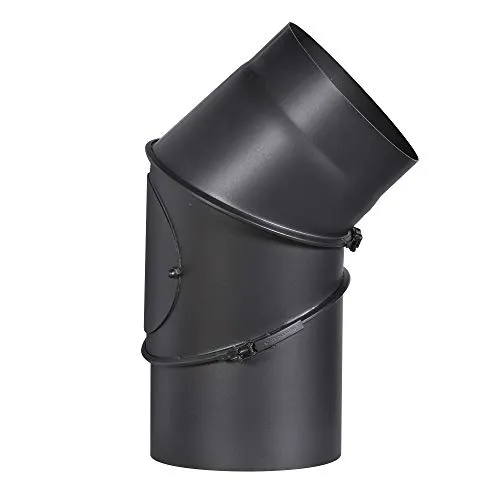 FIREFIX R180/B Ofenrohrbogen 180 mm - Aschesauger: 2 mm starker Ofenrohrbogen aus Stahl, verstellbar von 0-90 Grad, mit Reinigungstür und umweltfreundlichem Lack für Kaminöfen und Feuerstellen.