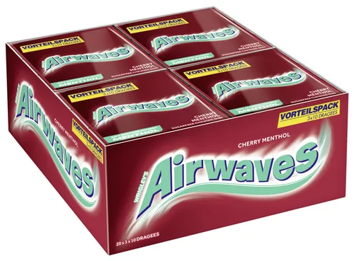 AIRWAVES Multipack Kaugummis Cherry Menthol - Erleben Sie mit dem AIRWAVES® Multipack Kaugummis Cherry Menthol eine erfrischende Geschmacksexplosion. Ideal für unterwegs, garantiert die praktische Verpackung langanhaltende Frische und Genuss in jeder Situation.