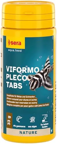 sera Viformo Pleco Tabs 50 ml (33 g) | Hauptfutter für gründelnde Welse & Bodenfische | Mit Gammarus & vitaminreichen Seealgen | Ohne Farb- & Konservierungsstoffe | Sinkende, leicht verdauliche Tabs