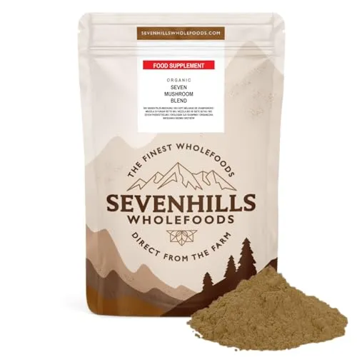 Sevenhills Wholefoods Bio 7 Pilz Pulver 200g, Löwenmähne, Reishi, Chaga, Cordyceps, Shiitake, Maitake, Tremella