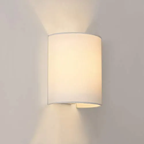 lux.pro Wandleuchte Up Down 1xE27 - Halbrunde Wandlampe in Weiß - Moderne Wandleuchte für stilvolle Beleuchtung im Flur oder Wohnbereich. Halbrundes Design aus Leinen, ideal für gemütliche Akzentbeleuchtung.