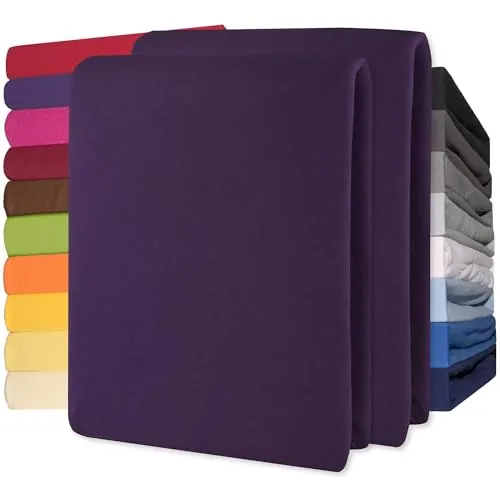 CelinaTex Jersey Spannbettlaken Lucina 90x200-100x200cm lila 100% Baumwolle gekämmt bis 26cm Matratzenhöhe Spannbettbezug, Leintuch, Bettlaken, elastisch, Strech, Oeko-Tex