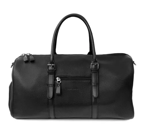 Gentlemen's Weekender London 51 cm - Black - Reisetasche im Vintage-Look aus hochwertigem, veganem Kunstleder. Ideal für Reisen und Fitness, mit separatem Schuhfach und handgepäckkonform – stilvoll und funktional!
