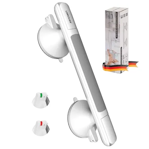 LORESJOY Haltegriffe für Senioren, Haltegriff Dusche Ohne Bohren, Haltegriff mit Saugnapf, Duschgriff für Senioren, Abnehmbare Duschgriff mit Saugnapf, Badewannengriff, Sauggriffe