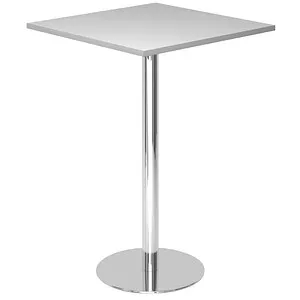 Hammerbacher Stehtisch STH88, lichtgrau - Konferenztisch mit stabiler 25 mm Tischplatte und hochwertigem ABS-Kanten, ideal für Besprechungen und Events. Maße: 80 x 111,6 x 80 cm, sicherer Stand durch verchromtes Gestell.