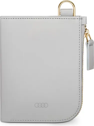 Original Audi Minibörse Leder, Damen, grau - Stilvoll und praktisch - Elegante Portemonnaie aus italienischem Rindsleder mit RFID-Schutz, ideal für den Alltag. Handlich und mit 6 Kartenfächern plus Hauptfach für Scheine und Münzen.