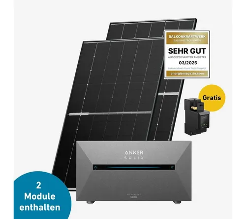 Balkonstrom Balkonkraftwerk 900W mit Speicher Anker 2 Pro