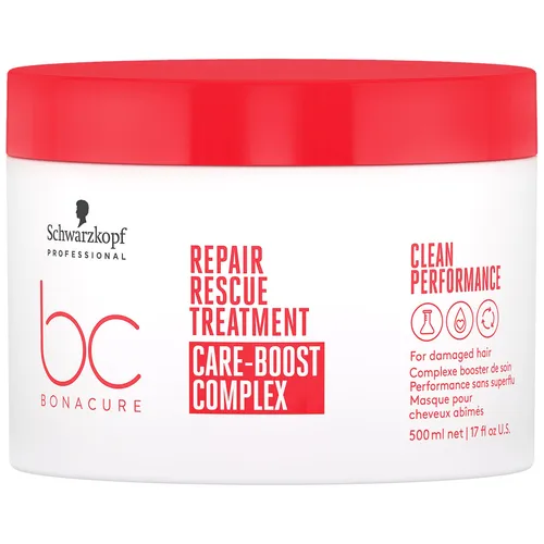 Schwarzkopf BC Bonacure Repair Rescue Treatment 500ml - Haarkuren mit veganer Formel, die geschädigtes Haar intensiv repariert und für mehr Elastizität sorgt. Ideal für gesundes und starkes Haar ohne Silikone.