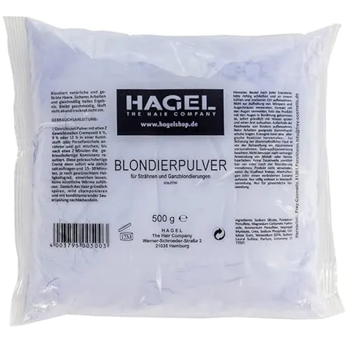 HAGEL Blondierung 500g - Pulver - Starkes Aufhellungsmittel - Schwarz - Peroxidfrei - Für dunkle Braune und Schwarze Haare
