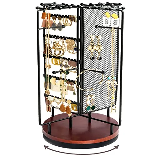ProCase Schmuckständer Drehbarer Schmuckhalter Schmuckbaum Schmuckstander Jewelry Stand für Ohrring Ohrstecker Ketten Ringe Armbänder Ketten Halterung Schmuck Ständer –Schwarz