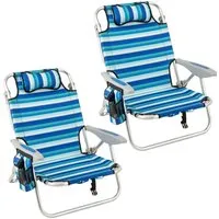 Costway Klappbarer Strandstuhl mit Kühltasche – 2er Set - Genießen Sie den Sommer mit diesen leichten, verstellbaren Strandstühlen. Ideal für den Transport, klappbar und mit Kühltasche, perfekt für entspannte Tage am Strand oder im Garten.