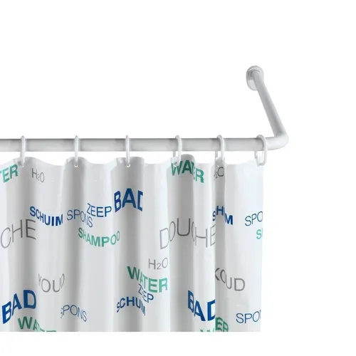 WENKO Winkelduschstange für Badewannen & Duschtassen - Duschvorhangwinkelstangen: Flexibel einsetzbare Stange aus rostfreiem Aluminium, ideal für kleine Bäder und Duschnischen, sorgt für trockene Böden.