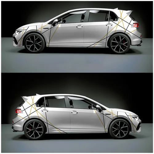 2er Set 10m Zierstreifen Auto 15mm Chrom Gold & Schwarz Glanz