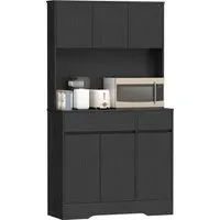 HOMCOM Küchenschrank 100x38x180 cm – Modern und Funktional - Der HOMCOM Küchenschrank bietet mit seiner offenen Arbeitsplatte, Schubladen und verstellbaren Regalen viel Stauraum. Ideal für eine elegante und organisierte Küche. Montage erforderlich.