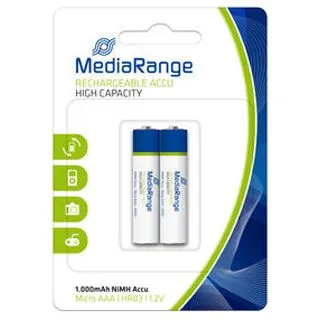 MediaRange HR03 Nickel-Metall-Hydrid AAA Micro Akku 1000 mAh 2er Pack