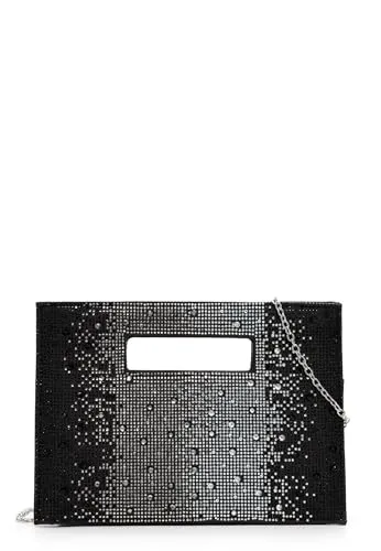 Tamaris Clutch TAS Amalia Rhinestone - Elegante Damenhandtasche in Schwarz - Stilvolle Clutch für Damen mit funkelnden Strasssteinen, ideal für besondere Anlässe. Abnehmbarer Schulterriemen und praktische Innensteckfächer.