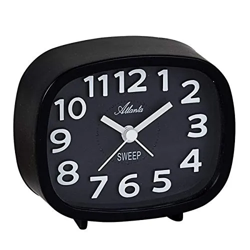 Atlanta Moderner Quarzwecker ohne Ticken Analog Schwarz - 2111-7