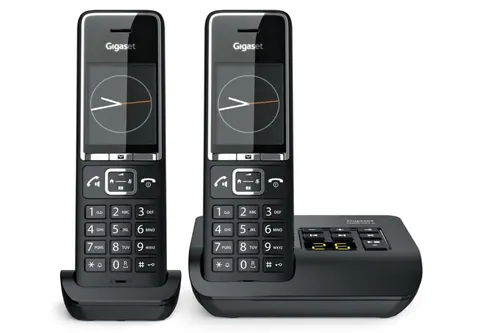 Cordless Gigaset Comfort 550A Duo - Schnurloses Festnetztelefon, elegante schwarze Farbe und benutzerfreundliche Bedienung